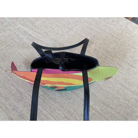 ZALO  vintage 80s women's bag stunning design leather with appliqué  Spain - Picture 13 of 14